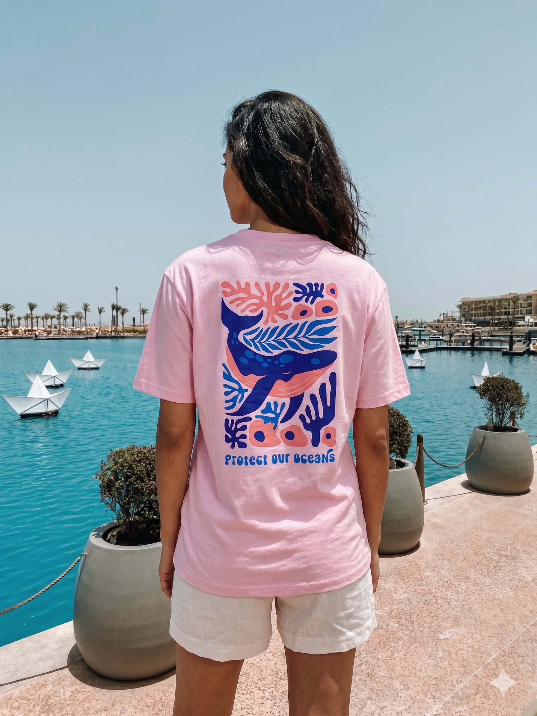 Blue and Pink Whale -  Oversize unisex T-shirt