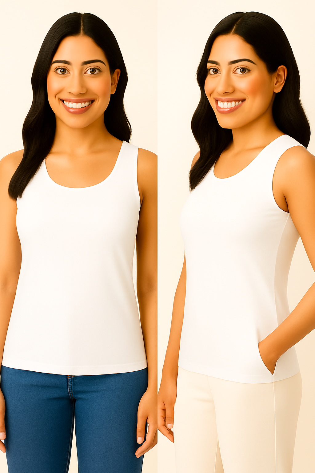 women's wide neck Tank top seamless