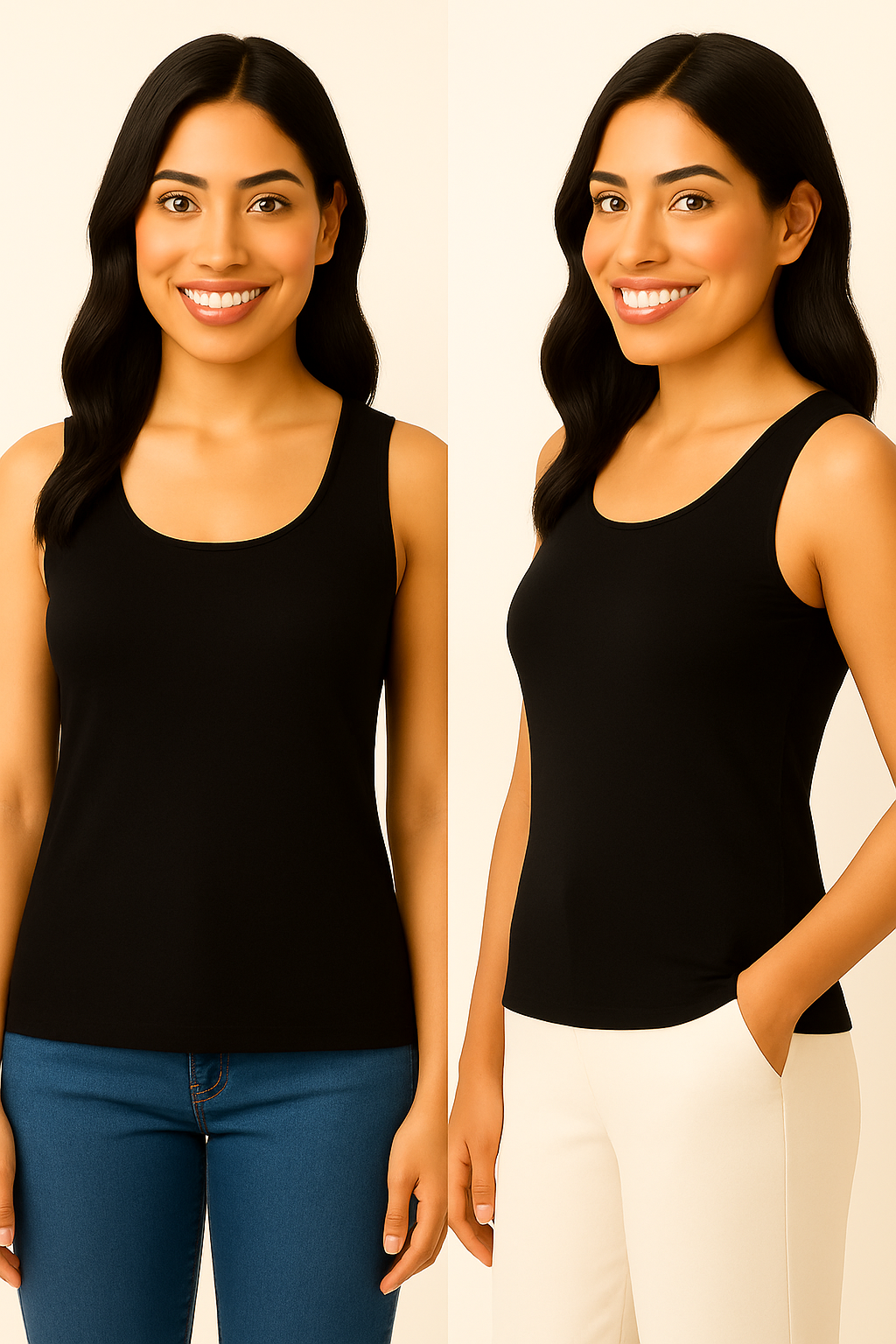 women's wide neck Tank top seamless