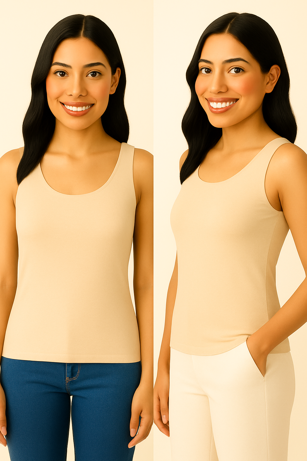women's wide neck Tank top seamless
