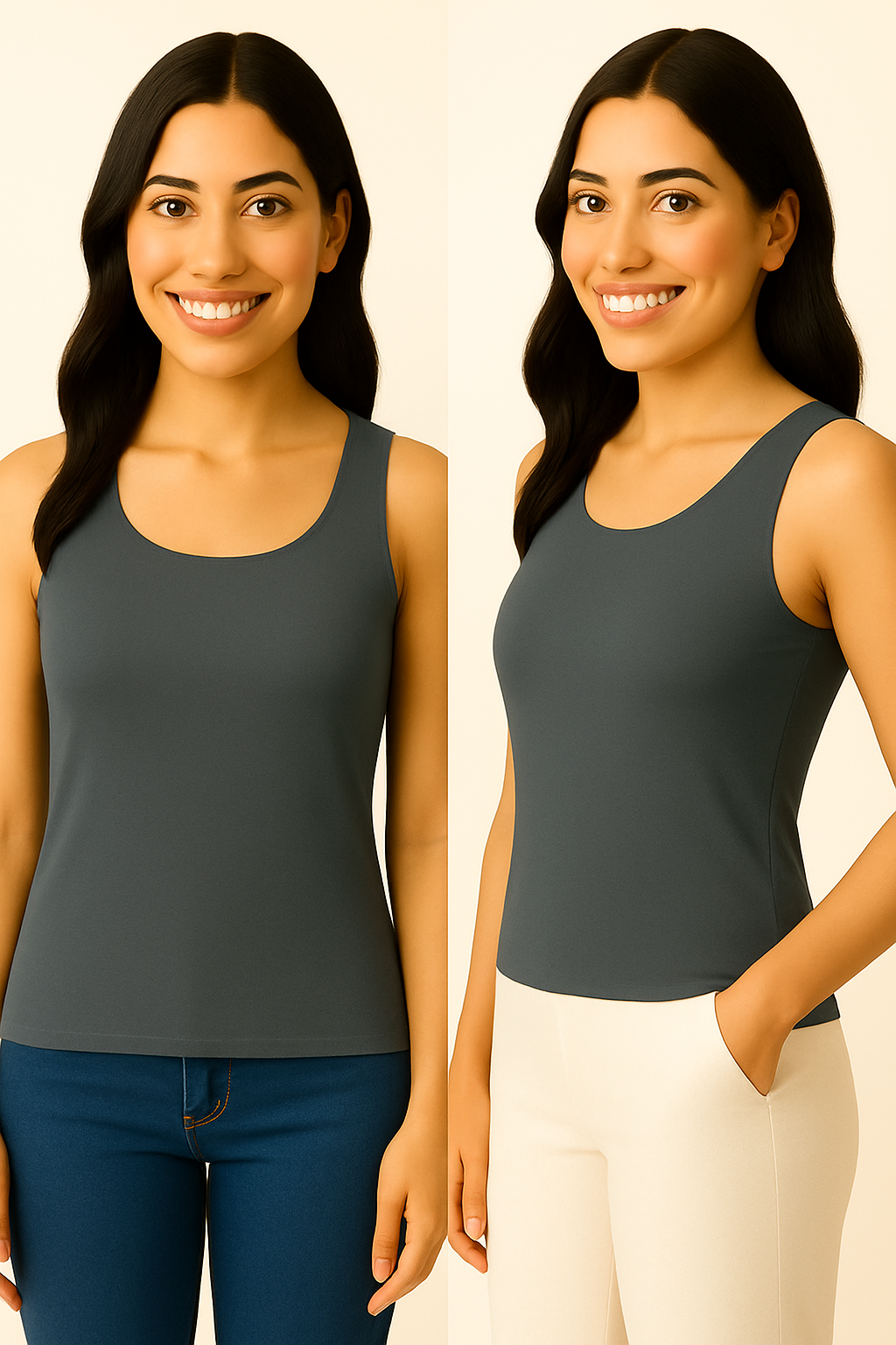 women's wide neck Tank top seamless
