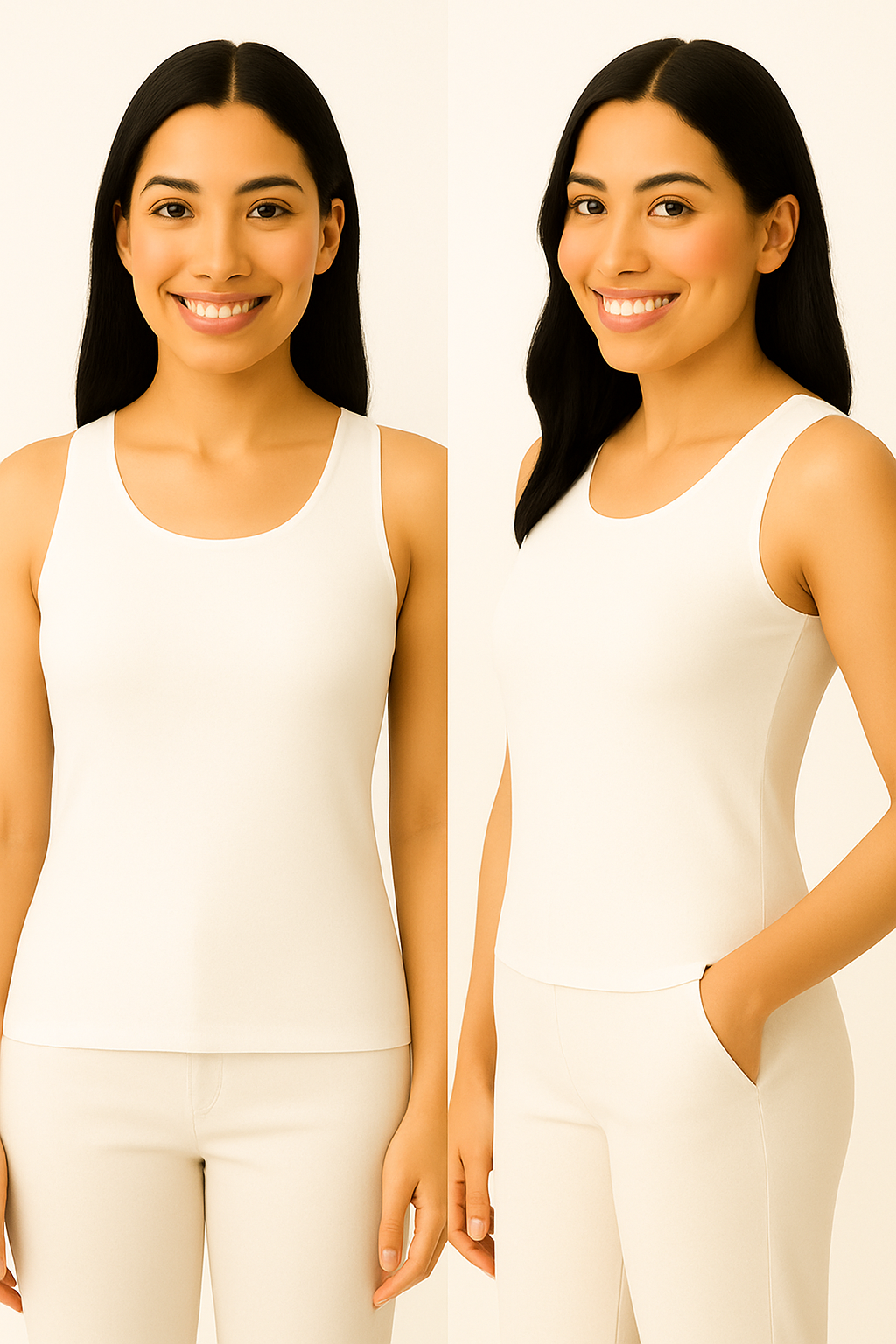 women's wide neck Tank top seamless